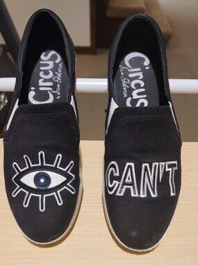 Circus by Sam Edelman Black "Eye Can’t" Slip-On Loafers - Lug Sole - 7